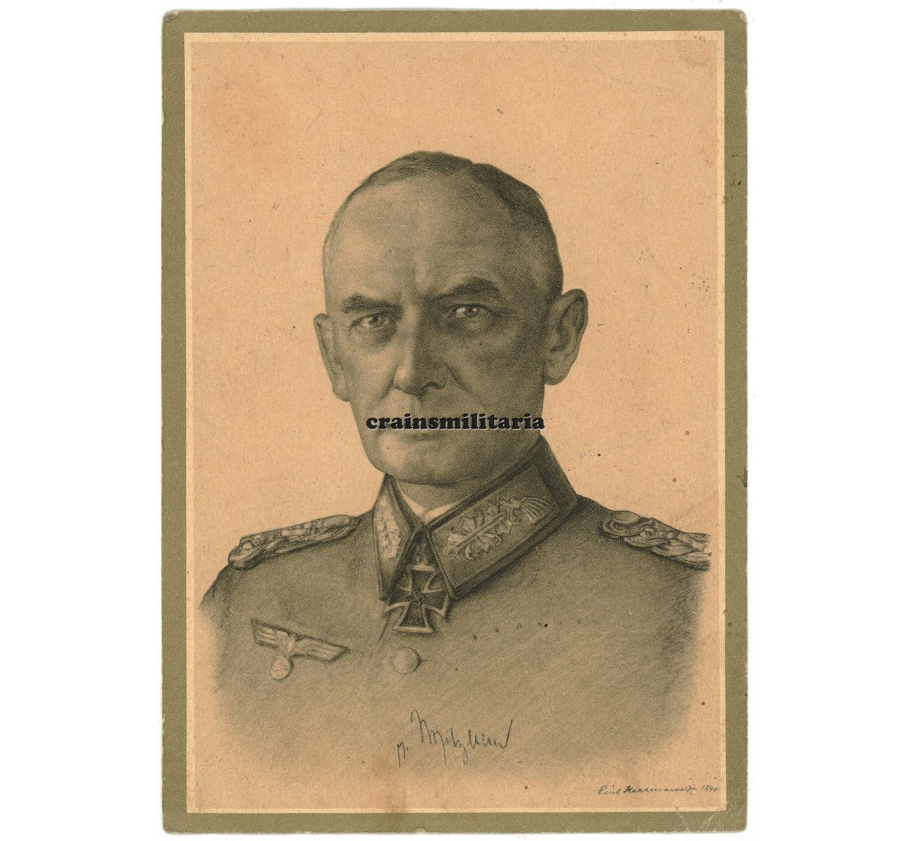 Crain's Militaria - Generalfeldmarschall Erwin von Witzleben postcard