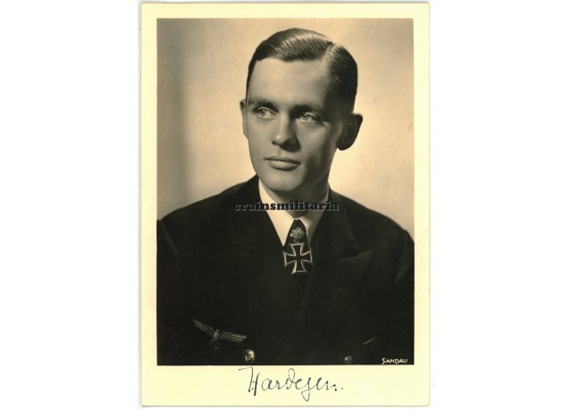 Oak Leaves winner Reinhard Hardegen - wartime signed postcard