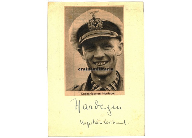 Oak Leaves winner Reinhard Hardegen - wartime signed postcard