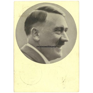 Adolf Hitler postcard, Berchtesgaden and Chamberlain stamps