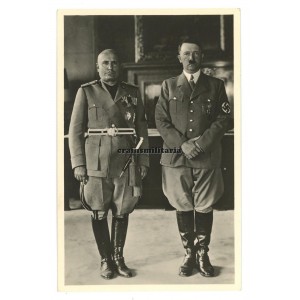 Adolf Hitler with Mussolini postcard
