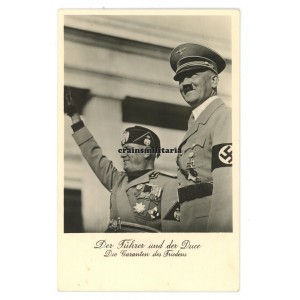 Adolf Hitler with Mussolini postcard