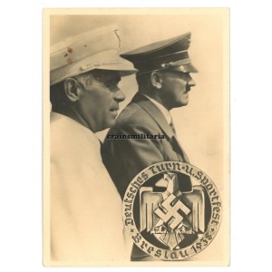 Adolf Hitler in Sportfest Breslau 1938 postcard