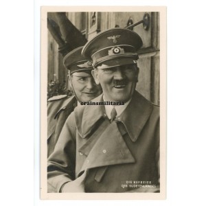 Adolf Hitler and Göring in Sudetenland postcard