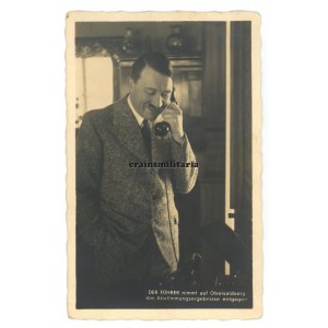 Adolf Hitler with telephone on Obersalzberg postcard