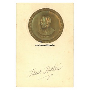 Adolf Hitler postcard with metal plaque Adolf Hitler postcard with metal plaque