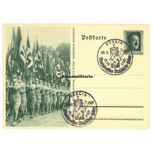 SA Flag bearers - Mussolini visit 1937 postcard