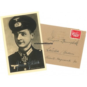 Knight's Cross winner Günther Halm - wartime signed postcard