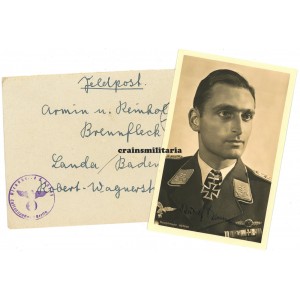Knight's Cross winner Rudolf Henne - wartime signed postcard Knight's Cross winner Rudolf Henne - wartime signed postcard