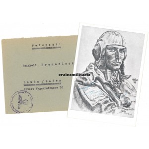 Oak Leaves winner Paul-Werner Hozzel - wartime signed postcard