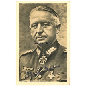 Swords winner Erich von Manstein - wartime signed postcard