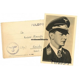 Swords winner Josef Priller - wartime signed postcard