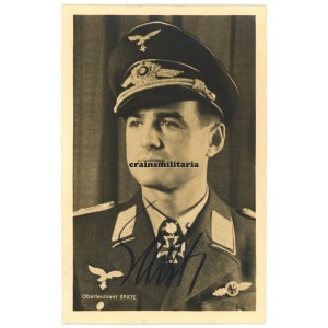Oak Leaves winner Wolgang Späte - wartime signed postcard, Me 262