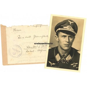 Knight's Cross winner Hannes Trautloft - wartime signed postcard