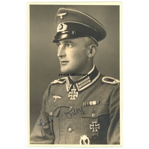 Knight's Cross winner Johann Biehl - wartime signed portrait