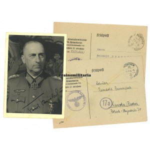 Knight's Cross winner Karl Kriebel - wartime signed photo