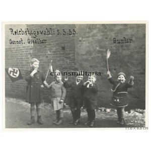 Children with nazi flags in Reichstag 1933 elections Children with nazi flags in Reichstag 1933 elections