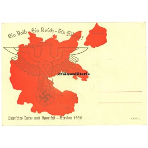 Sportfest Breslau 1938 postcard with eagle