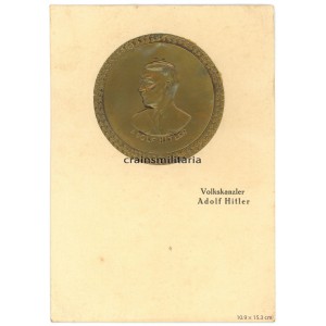 Adolf Hitler postcard with metal plaque