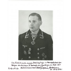 U-Boot Knight's Cross winner Rudolf Muhlbauer - postwar signed photo U-Boot Knight's Cross winner Rudolf Muhlbauer - postwar signed photo
