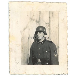 SS Totenkopf portrait with Stahlhelm