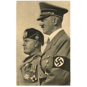 Adolf Hitler with Mussolini press photo