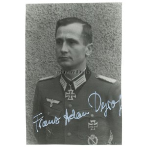 Knight's Cross winner Adam Dyroff - postwar signed portrait