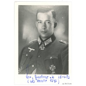 Knight's Cross winner Hans-Joachim Löser - postwar signed portrait