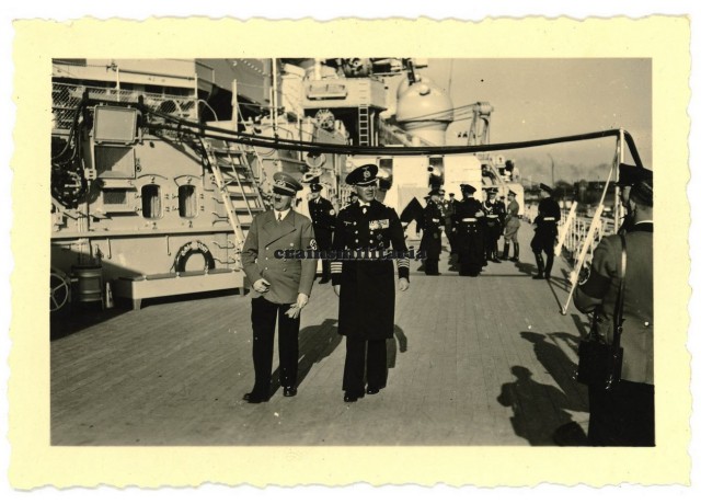 Hitler with Ciliax on Schlachtschiff Scharnhorst