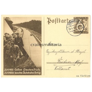 Hitler on Reichsautobahn postcard - Zollamt Weiden
