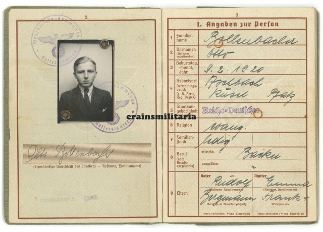 Wehrpass double amputee, Fallschirmjäger Wehrpass double amputee, Fallschirmjäger