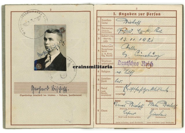 Pilot Wehrpass, fatal crash Poland 1941