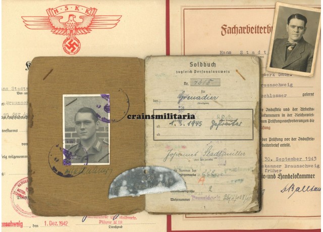 Blood stained KIA Soldbuch with dogtag, Braunschweig 1945 Blood stained KIA Soldbuch with dogtag, Braunschweig 1945