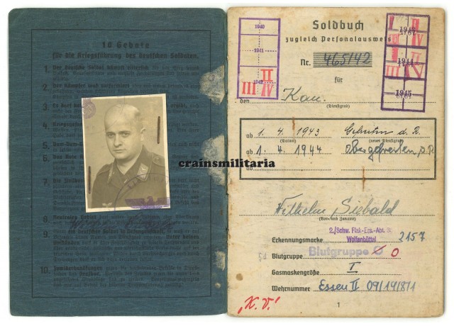 schwere Flak Soldbuch - Köln 1944