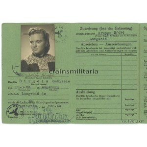 Dienstkarte der Hitlerjugend, Augsburg BDM girl