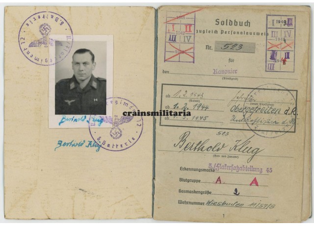 Flak Soldbuch, Kreta occupation