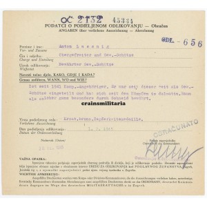 Croatian Tapferkeitsmedaille citation 118.JD - Hubert Lamey signed