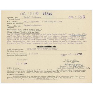 Croatian anti-partisan citation - Ernst von Leyser signed
