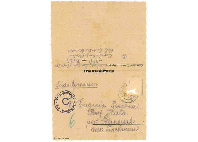 Concentration camp letter KZ Sachsenhausen, Auschwitz - Mauthausen