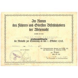 Czech annexation citation Gebirgsjäger GJR.138