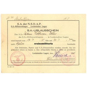 SA-Hilfswerklager Lockstedter Lager Urlaubschein