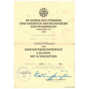 Reichsbahn KVK2 citation, Martin Harlinghausen signed