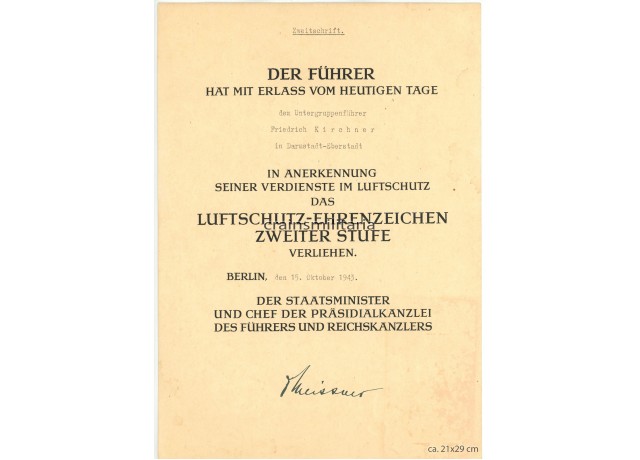 Luftschutz-Ehrenzeichen 2. Stufe citation