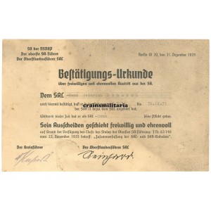 SA Release certificate, Berlin 1935