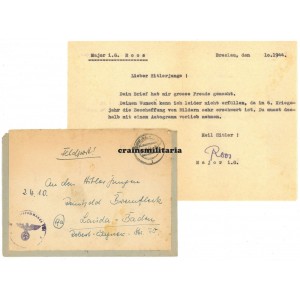 Knight's Cross winner Fritz Roos - wartime signed letter