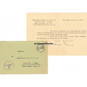 Swords winner Werner Schröer - wartime signed letter