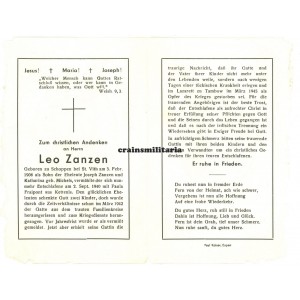 Death card Belgian soldier - POW Russia 1945