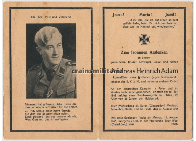***SOLD*** SS Rottenführer death card