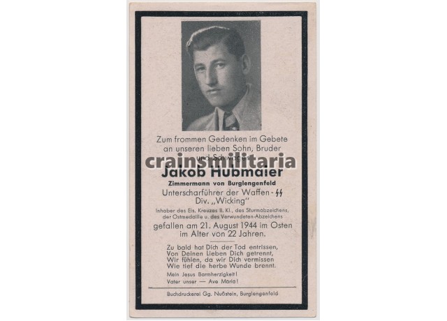 SS Wiking death card