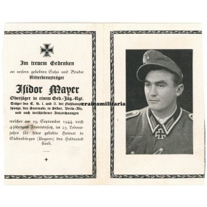 Death card Knight's Cross winner Isidor Mayer